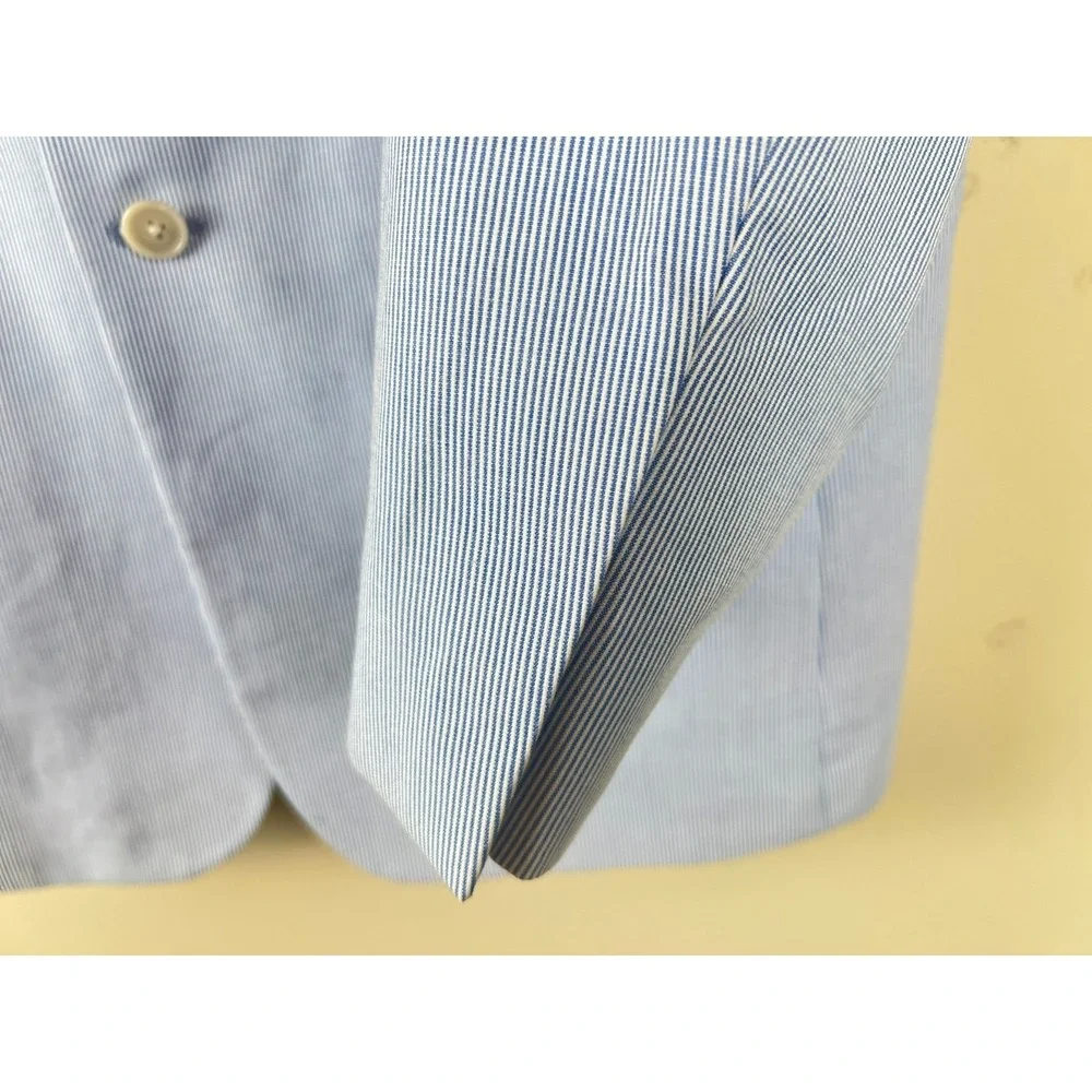Joseph Jos A Bank Blue White Stripe Cotton Suit 42L Slim Fit Preppy Derby